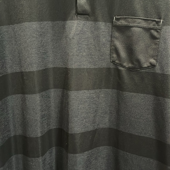 Adidas Polo Shirt Men’s XL Charcoal and Black Striped in Front - Picture 3 of 4